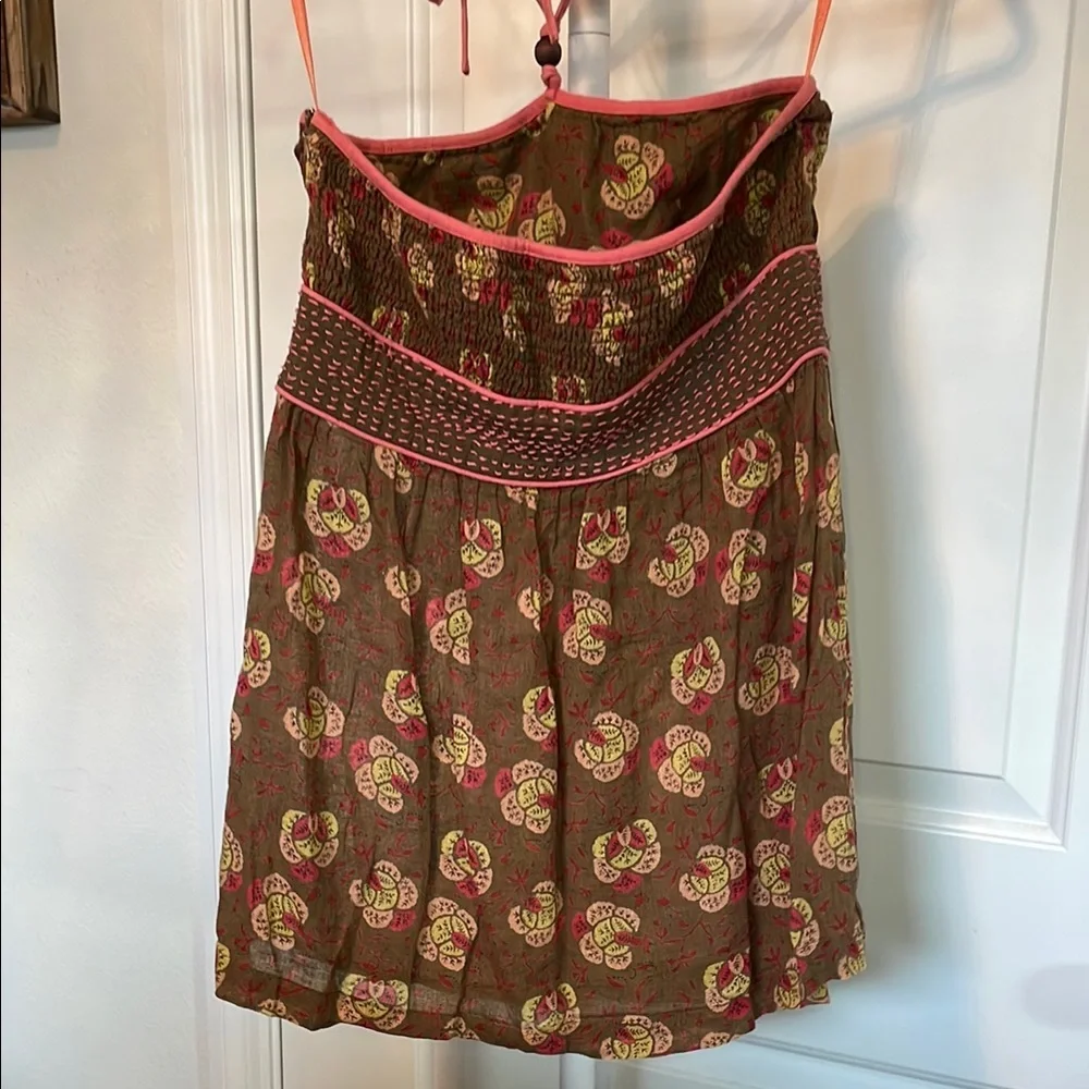 Free People Brown and Pink Halter Tunic